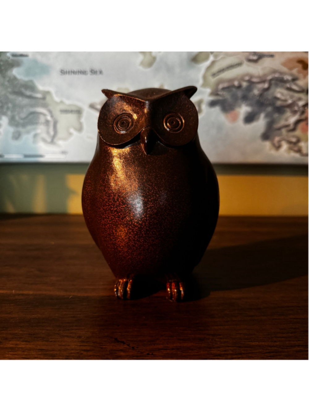 Rustic Bronze Owl Figurine | Resin Woodland Decor | 6”